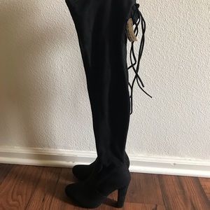 Black thigh high boots